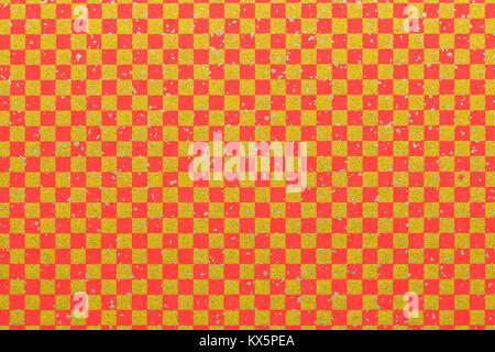 Japanese gold red checkered pattern paper texture background Stock Photo