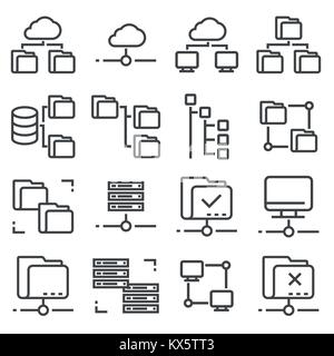 Vector Line Folder Tree Icons set on White Background Stock Vector