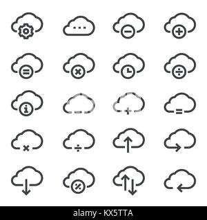 Computer cloud related line icons. Vector icon set. Stock Vector