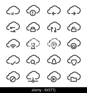 Vector isolated cloud technologies icons set on white background Stock Vector