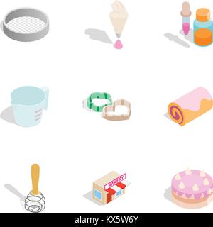 Baking elements icons, isometric 3d style Stock Vector