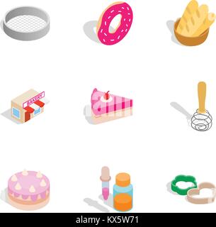 Cooking ingredients icons, isometric 3d style Stock Vector