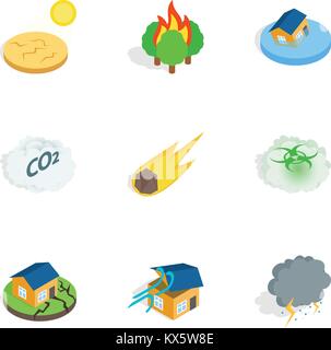 Crisis icons, isometric 3d style Stock Vector