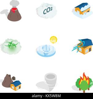 Catastrophe icons, isometric 3d style Stock Vector