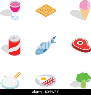 Dieting meal icons, isometric 3d style Stock Vector