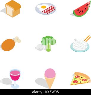Cuisine menu icons, isometric 3d style Stock Vector