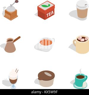 Coffee shop icons, isometric 3d style Stock Vector