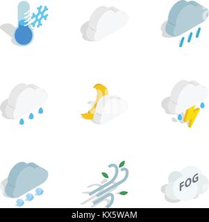 Meteorology icons, isometric 3d style Stock Vector