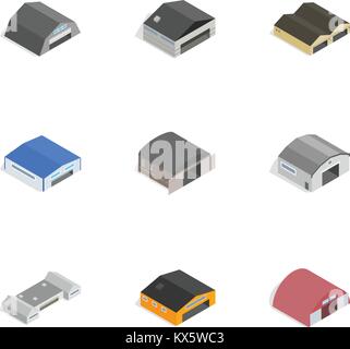 Hangar icons, isometric 3d style Stock Vector