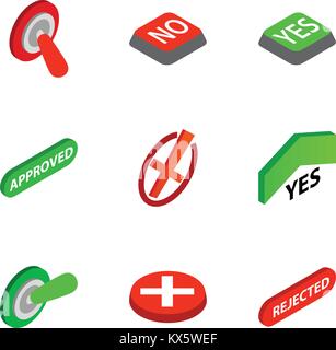 Right and wrong icons, isometric 3d style Stock Vector