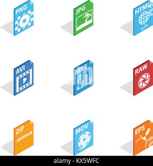 File format icons, isometric 3d style Stock Vector