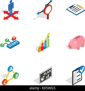 Management icons, isometric 3d style Stock Vector