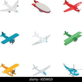 Aviation icons, isometric 3d style Stock Vector