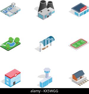 Cityscape icons, isometric 3d style Stock Vector
