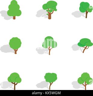 Different trees icons, isometric 3d style Stock Vector