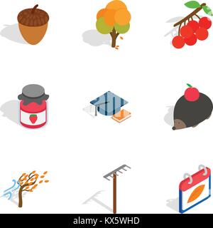October icons, isometric 3d style Stock Vector