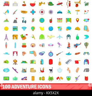 100 adventure icons set, cartoon style Stock Vector Image & Art - Alamy