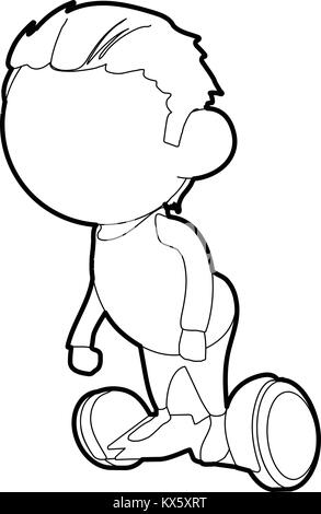Boy on segway icon, outline style Stock Vector