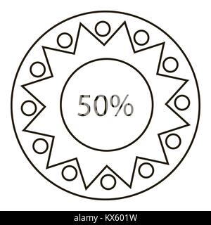 Fifty percents infographics, outline style Stock Vector