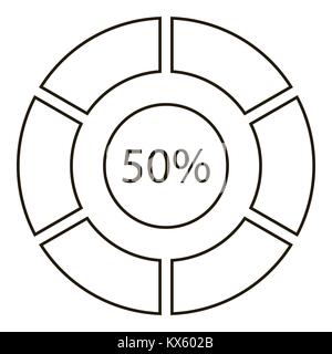 Fifty percents diagram infographics, outline style Stock Vector