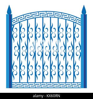 Forged gate icon, cartoon style Stock Vector