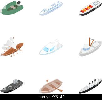 Sailing icons, isometric 3d style Stock Vector