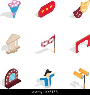 Entertainment icons, isometric 3d style Stock Vector