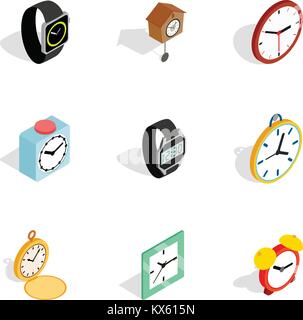 Modern time icons, isometric 3d style Stock Vector