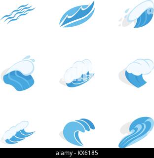 Wave icons, isometric 3d style Stock Vector