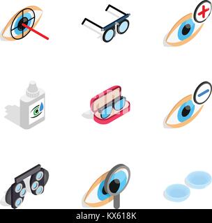 Healthy eyes icons, isometric 3d style Stock Vector