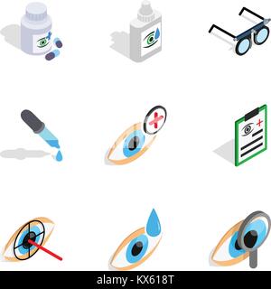 Eye care icons, isometric 3d style Stock Vector
