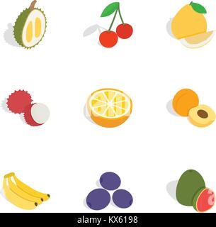 Fruits icons, isometric 3d style Stock Vector