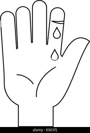 Bleeding human thumb icon, outline style Stock Vector