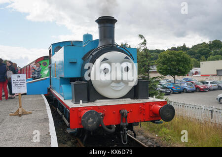 A real operational Thomas the Tank train / engine serving as a tourists attraction on a Bo'ness station in Scotland. Stock Photo