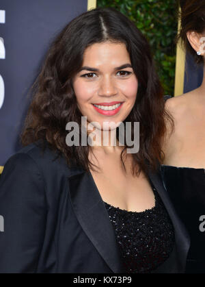 Beverly Hills, California, USA. 07th Jan, 2018. America Ferrera  attends the 75th Annual Golden Globe Awards ceremony at the Beverly Hilton Hotel in Beverly Hills. CA. January the 2018 Credit: Tsuni / USA/Alamy Live News Stock Photo
