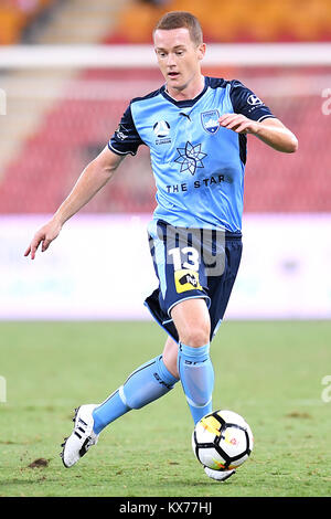 Brisbane, QUEENSLAND, AUSTRALIA. 8th Jan, 2018. Brandon O'Neill of Sydney (13) in action during the round fifteen Hyundai A-League match between the Brisbane Roar and Sydney FC at Suncorp Stadium on Monday, January 8, 2018 in Brisbane, Australia. Credit: Albert Perez/ZUMA Wire/Alamy Live News Stock Photo