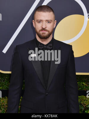Los Angeles, USA. 07th Jan, 2018. Justin Timberlake poses in the press room during the 75th Annual Golden Globe Awards at The Beverly Hilton Hotel on January 7, 2017 in Beverly Hills, California Credit: Tsuni/USA/Alamy Live News Stock Photo