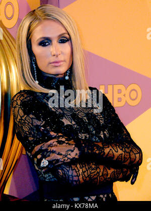 Beverly Hills, California, USA. 7th Jan, 2018. Paris Hilton attends HBO's Official Golden Globes Awards After Party at Circa 55 Restaurant at The Beverly Hilton Hotel on January 7, 2018 in Beverly Hills, California. Photo by Barry King/Alamy Live News Stock Photo