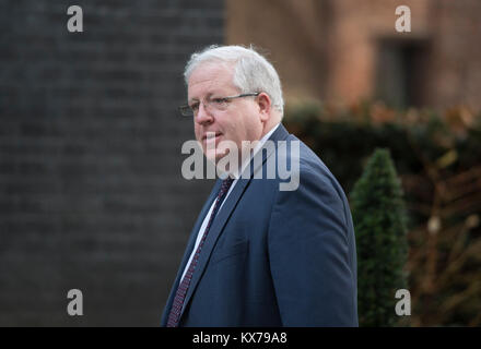 FILE: Downing Street, London, UK. 8 January, 2018. Patrick McLoughlin leaves his post as Conservative Party Chairman in reshuffle. He is seen here attending cabinet meeting on 19 December 2017. Credit: Malcolm Park/Alamy Live News. Stock Photo