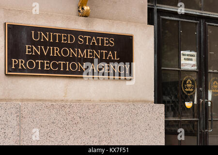 United States Environmental Protection Agency sign with closed entrance Stock Photo