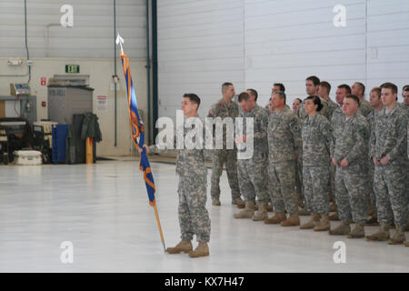 US Army National Guard awards and promotion presentation ceremony with family and friends as guests. Stock Photo