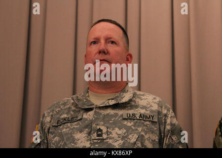 MSG Robert Eckles celebrated 29 years of service at his retirement ceremony conducted at the Utah National Guard headquarters in Draper, Utah. Stock Photo