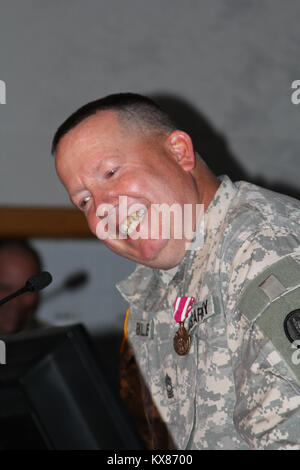 MSG Robert Eckles celebrated 29 years of service at his retirement ceremony conducted at the Utah National Guard headquarters in Draper, Utah. Stock Photo