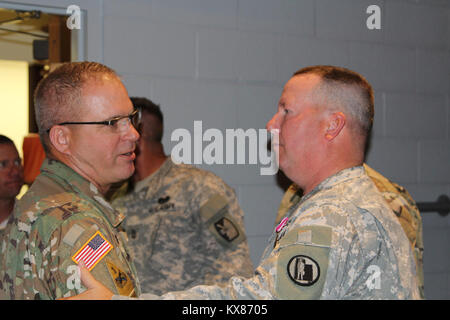 MSG Robert Eckles celebrated 29 years of service at his retirement ceremony conducted at the Utah National Guard headquarters in Draper, Utah. Stock Photo