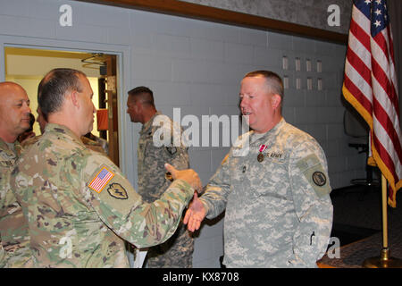 MSG Robert Eckles celebrated 29 years of service at his retirement ceremony conducted at the Utah National Guard headquarters in Draper, Utah. Stock Photo