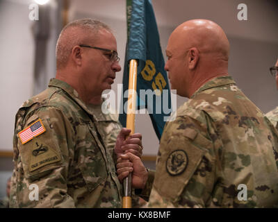 The 85th Civil Support Team conducted a change of command ceremony at Draper headquarters June 29, 2017. (U.S. Army National Guard photo by Sgt. Scott Vargas, 128th MPAD) Stock Photo