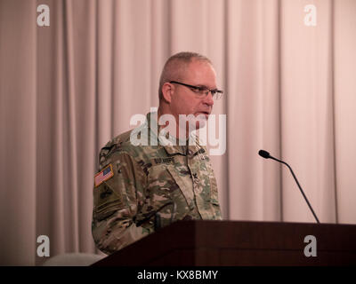 The 85th Civil Support Team conducted a change of command ceremony at Draper headquarters June 29, 2017. (U.S. Army National Guard photo by Sgt. Scott Vargas, 128th MPAD) Stock Photo