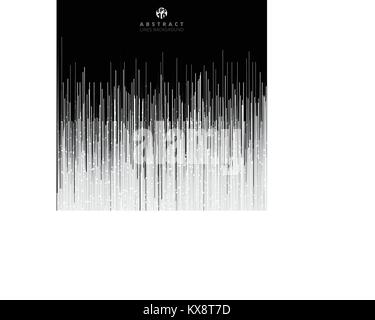 Abstract technology white and gray lines motion on black background with copy space. Vector illustration Stock Vector
