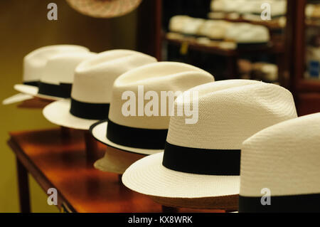 Ecuador - Panama Hats,  is a traditional brimmed hat made in Cuenca Stock Photo