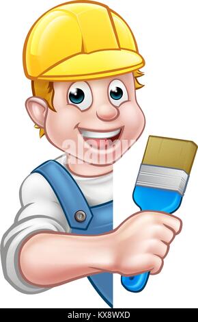 Painter and Decorator Cartoon Handyman Stock Vector